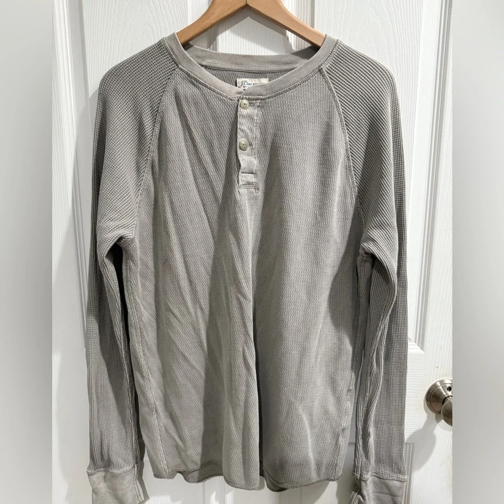 J. Crew Light Gray Long Sleeve Thermal Henley Dexter